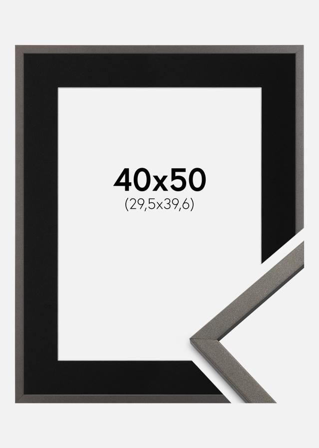 Ram med passepartou Frame Edsbyn Graphite 40x50 cm - Picture Mount Black 12x16 inches