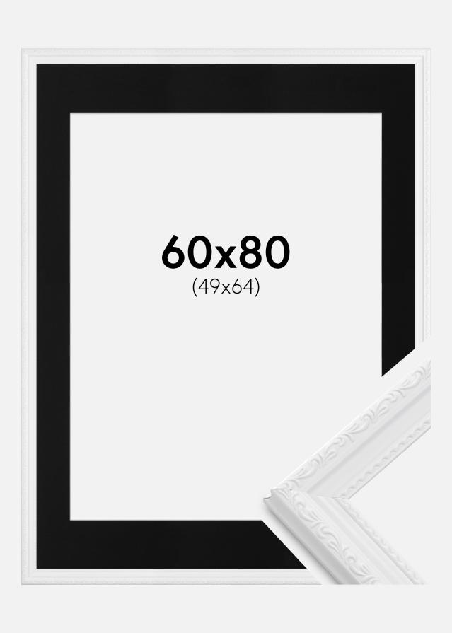 Ram med passepartou Frame Abisko White 60x80 cm - Picture Mount Black 50x65 cm