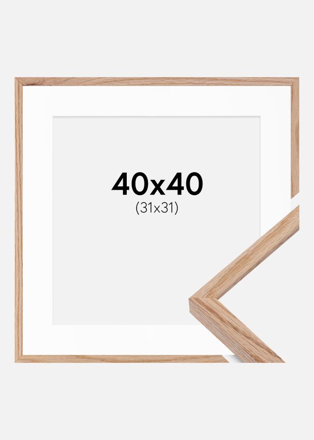 Ram med passepartou Frame E-Line Oak 40x40 cm - Picture Mount White 32x32 cm