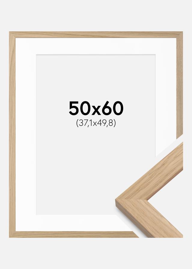 Ram med passepartou Frame Oak Wood 50x60 cm - Picture Mount White 15x20 inches
