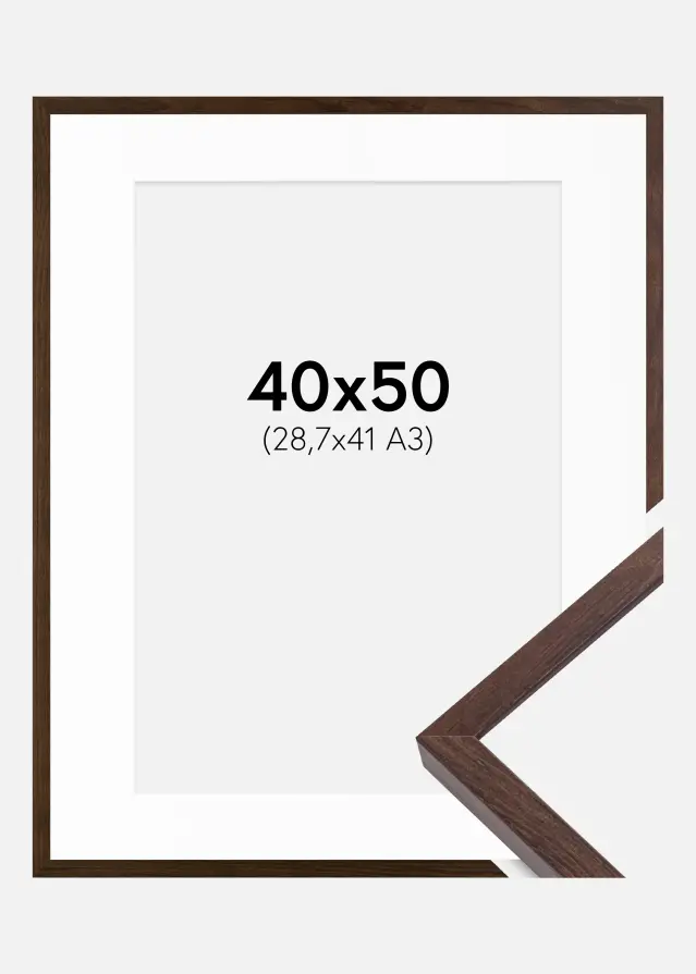 Ram med passepartou Frame E-Line Walnut 40x50 cm - Picture Mount White 29,7x42 cm (A3)