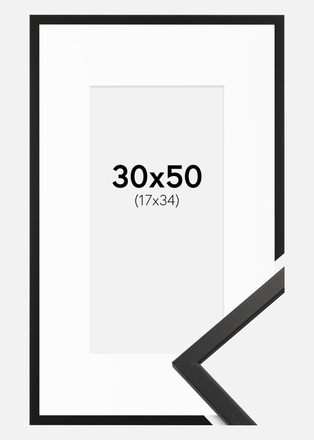 Ram med passepartou Frame Edsbyn Acrylic Glass Black 30x50 cm - Picture Mount White 18x35 cm