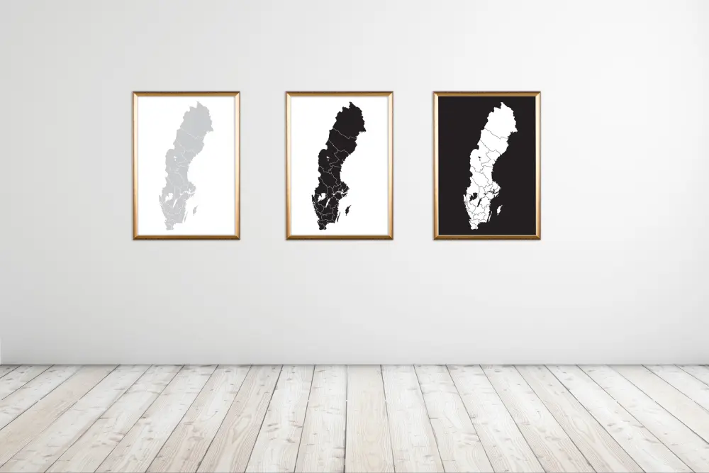 Bildverkstad Map of Sweden White Poster