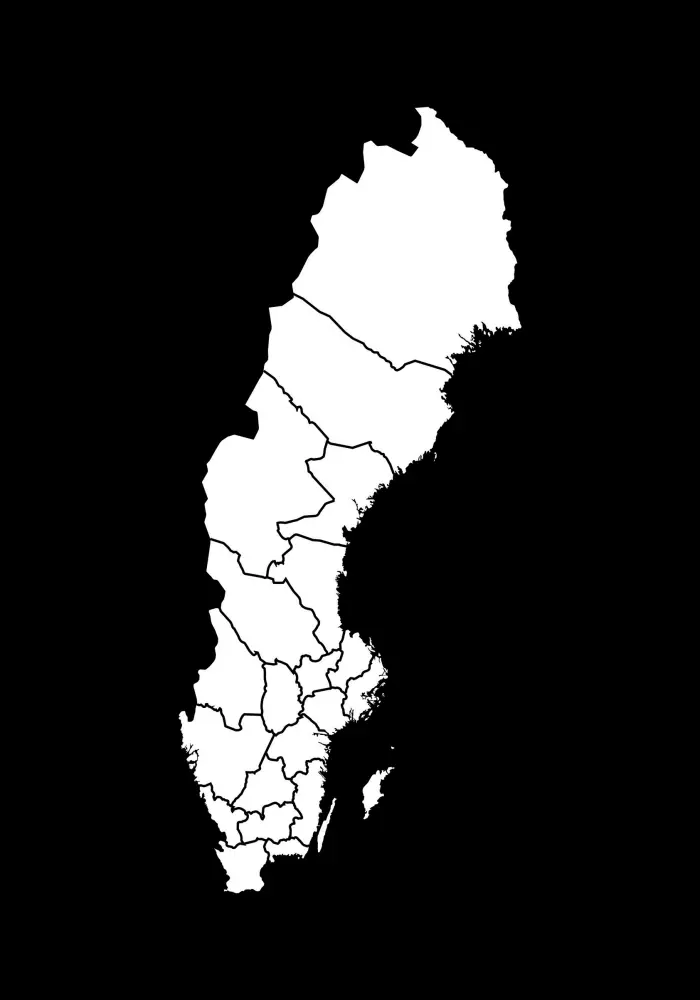 Bildverkstad Map of Sweden White Poster