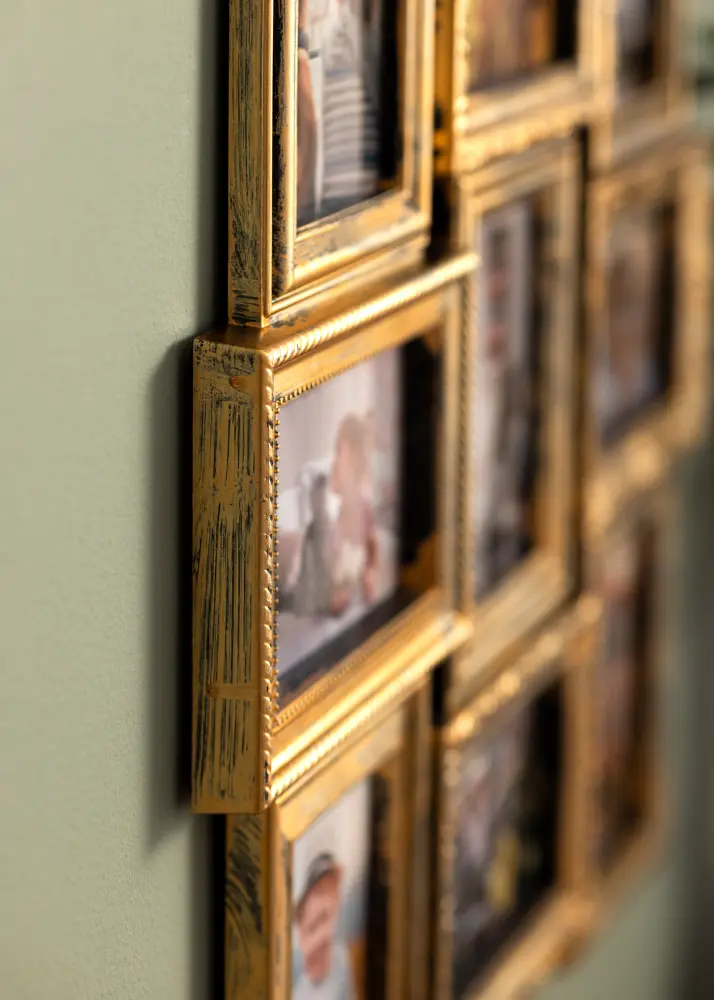 BGA Retro Collage Frame Matt Gold - 12 Pictures