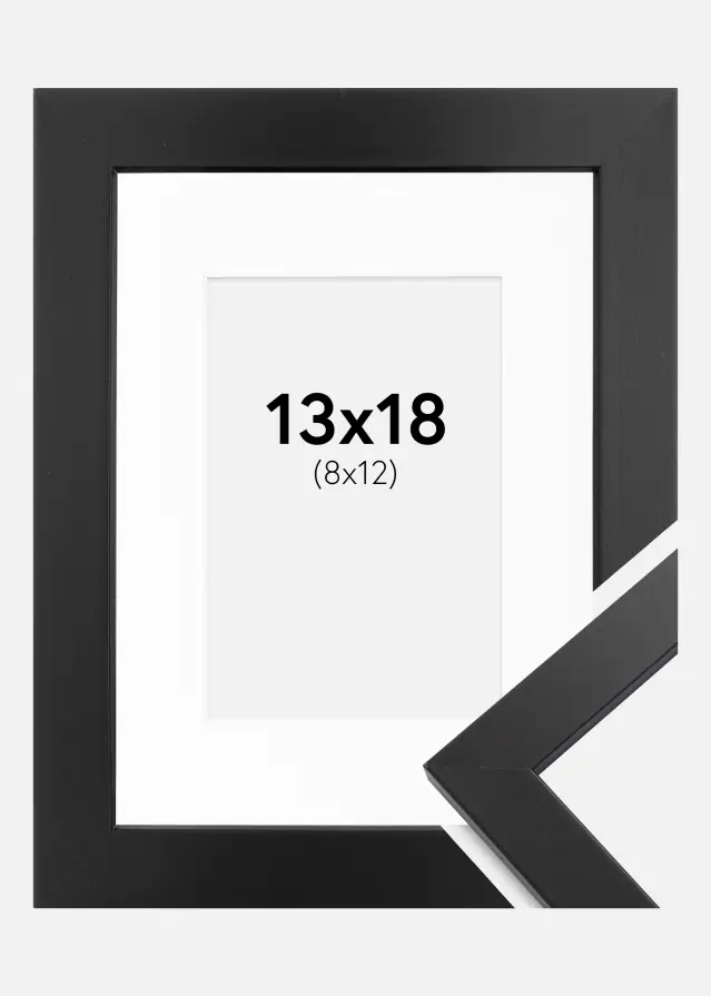 Ram med passepartou Frame Black Wood 13x18 cm - Picture Mount White 9x13 cm