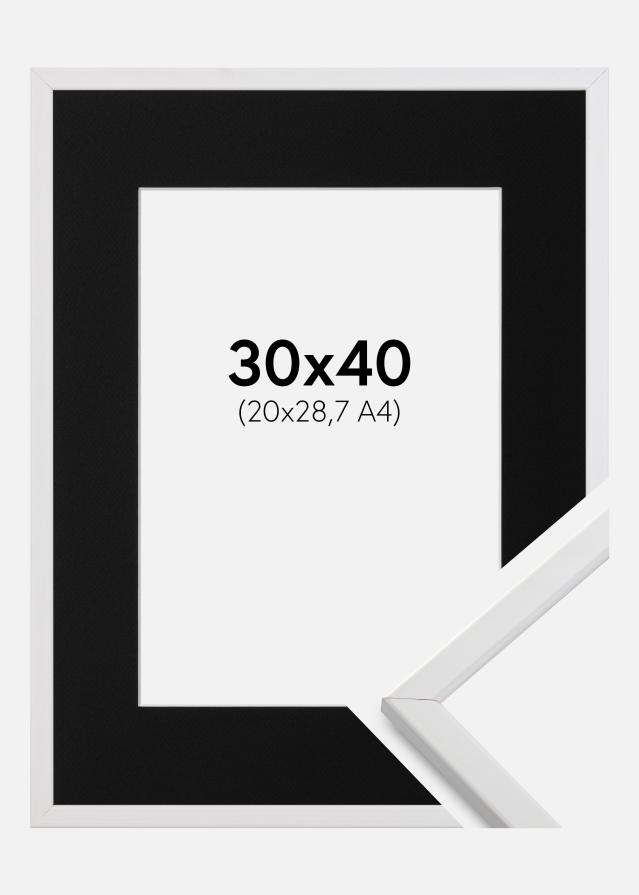 Ram med passepartou Frame Galant White 30x40 cm - Picture Mount Black 21x29.7 cm (A4)