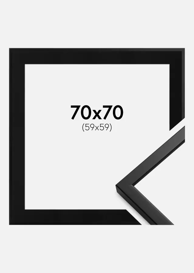 Ram med passepartou Frame Oslo Black 70x70 cm - Picture Mount Black 60x60 cm