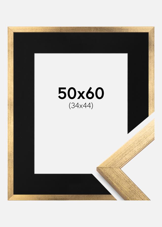 Ram med passepartou Frame Stilren Gold 50x60 cm - Picture Mount Black 35x45 cm