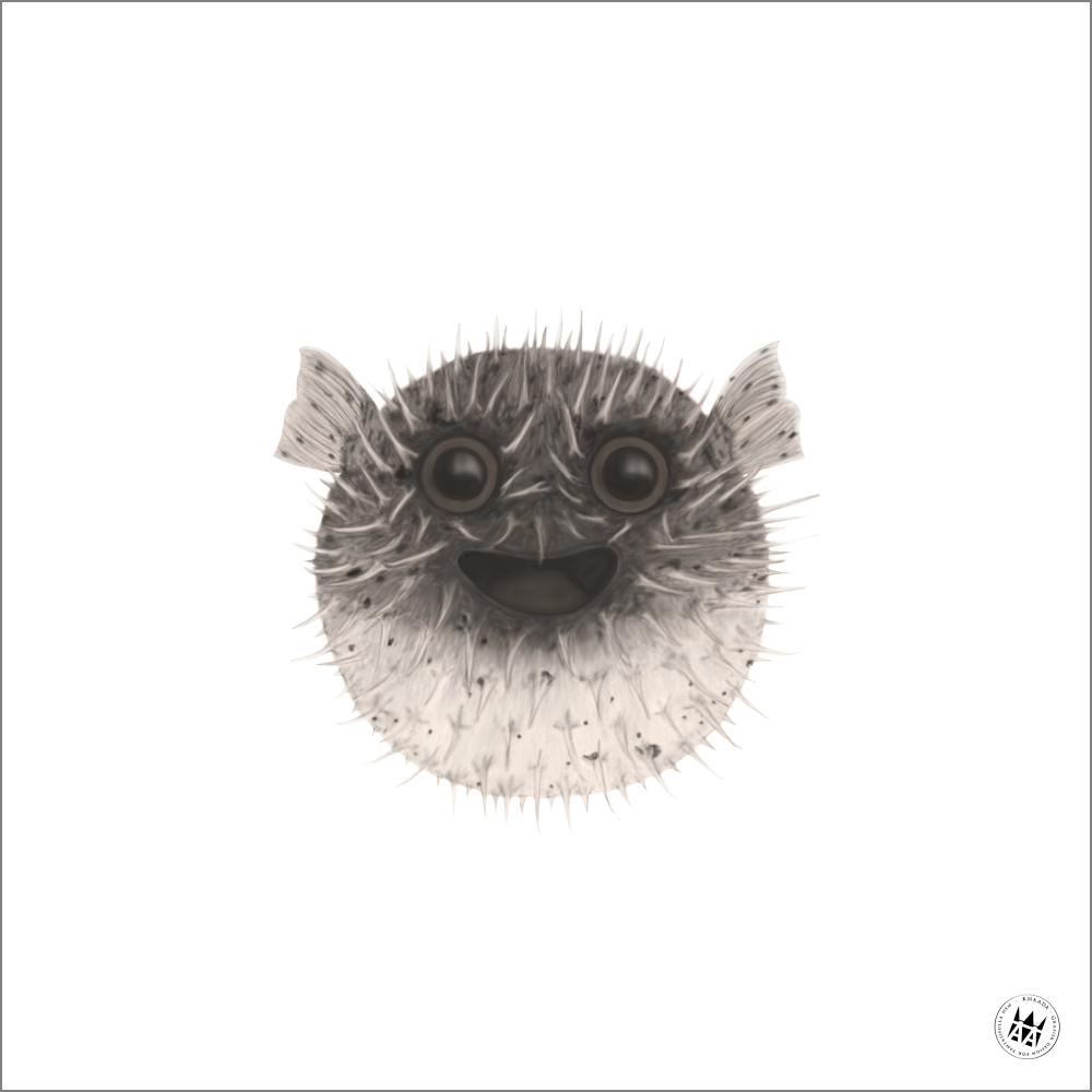 Knaada AB Knaada - Blåsfisk - 50x50 cm Poster