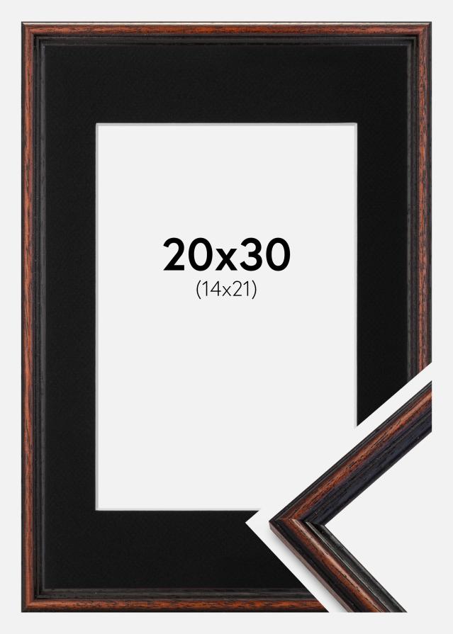 Ram med passepartou Frame Horndal Walnut 20x30 cm - Picture Mount Black 15x22 cm