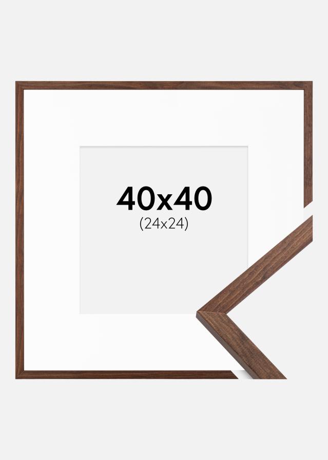 Ram med passepartou Frame Galant Walnut 40x40 cm - Picture Mount White 25x25 cm