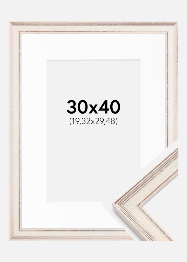 Ram med passepartou Frame Shabby Chic White 30x40 cm - Picture Mount White 8x12 inches
