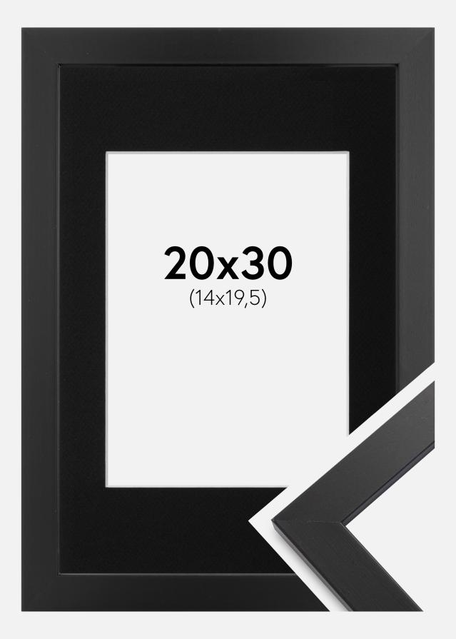 Ram med passepartou Frame Black Wood 20x30 cm - Picture Mount Black 15x21 cm (A5)