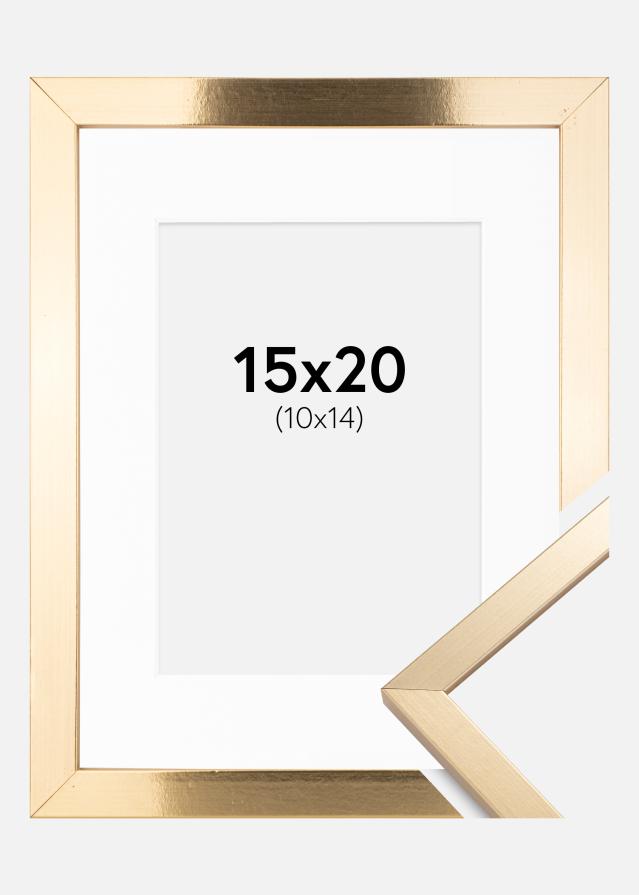 Ram med passepartou Frame Trendy Gold 15x20 cm - Picture Mount White 11x15 cm