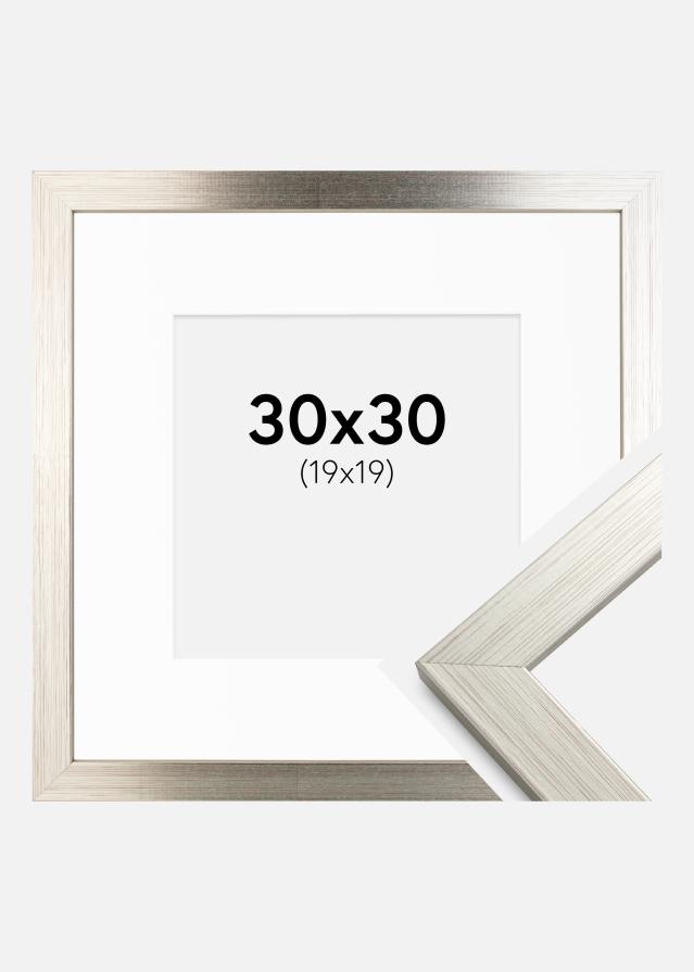 Ram med passepartou Frame Silver Wood 30x30 cm - Picture Mount White 20x20 cm
