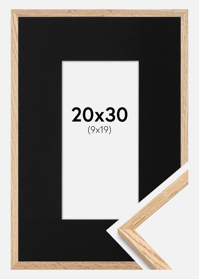 Ram med passepartou Frame Narrow Oak 20x30 cm - Picture Mount Black 10x20 cm