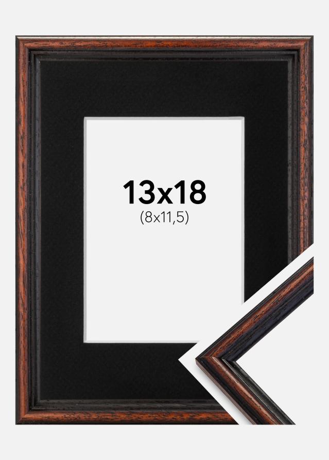 Ram med passepartou Frame Horndal Walnut 13x18 cm - Picture Mount Black 9x12 cm