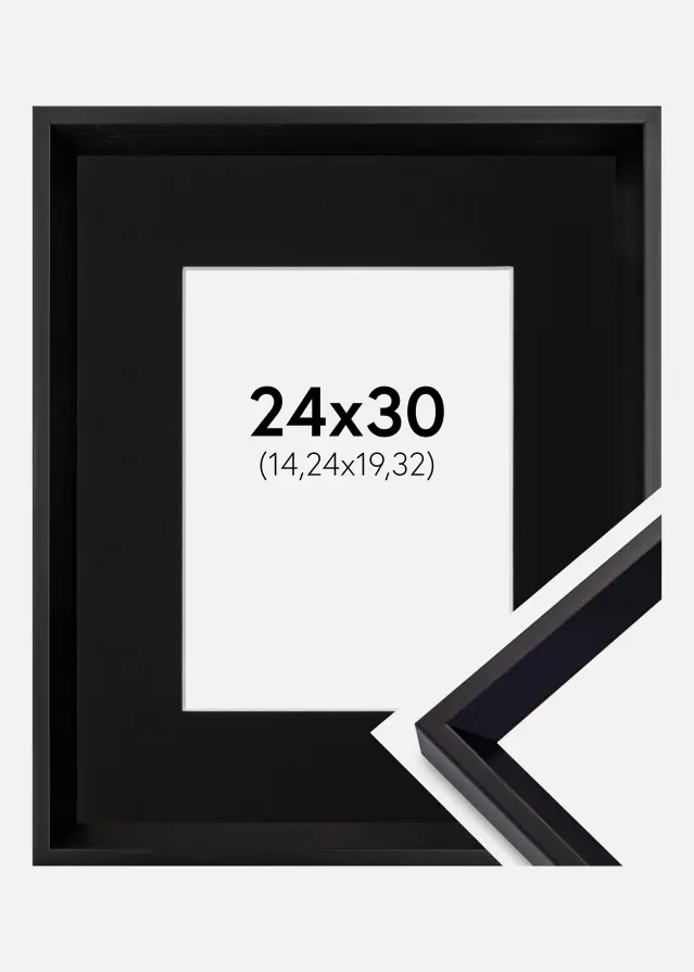 Ram med passepartou Frame Globe Black 24x30 cm - Picture Mount Black 6x8 inches