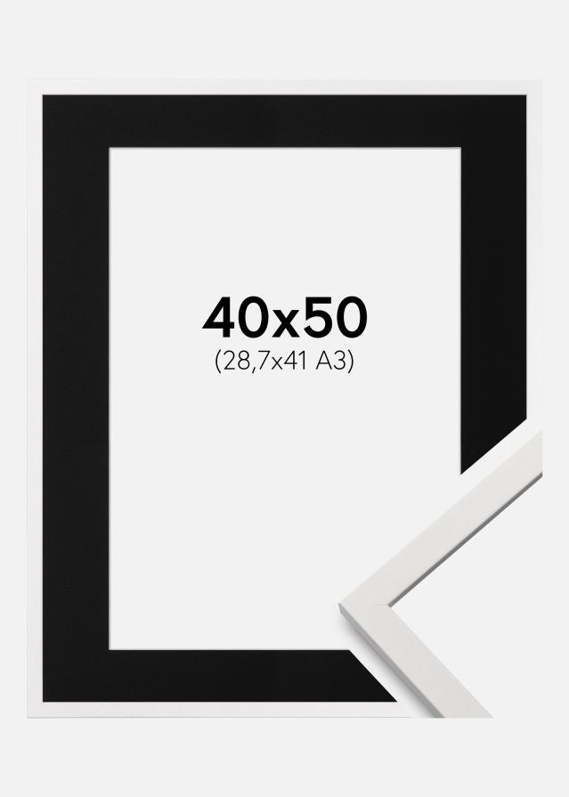 Ram med passepartou Frame Edsbyn White 40x50 cm - Picture Mount Black 29.7x42 cm (A3)