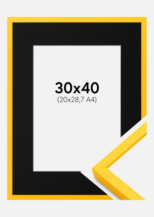 Ram med passepartou Frame E-Line Yellow 30x40 cm - Picture Mount Black 21x29.7 cm (A4)