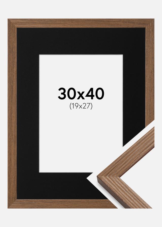 Ram med passepartou Frame Fiorito Dark Oak 30x40 cm - Picture Mount Black 20x28 cm