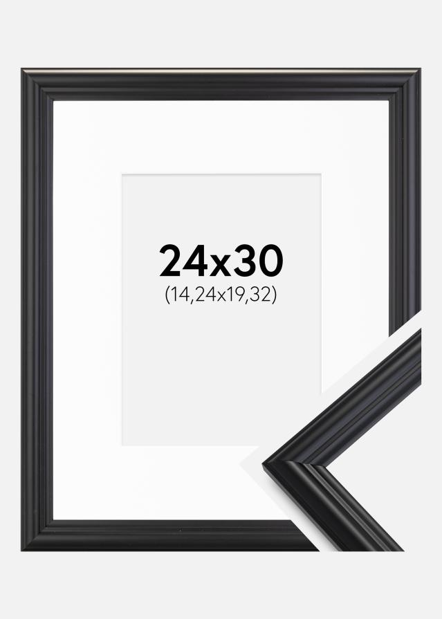 Ram med passepartou Frame Siljan Black 24x30 cm - Picture Mount White 6x8 inches