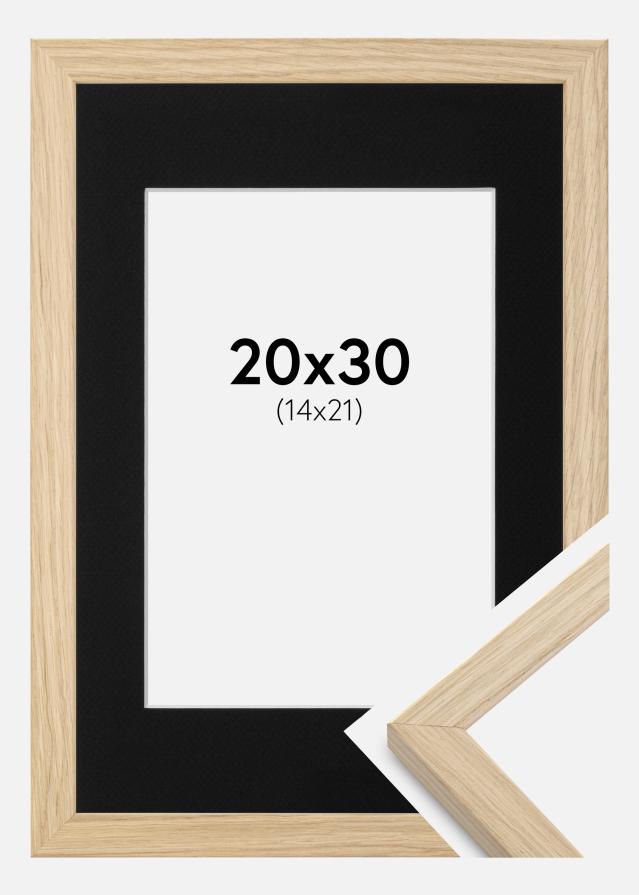 Ram med passepartou Frame Grimsåker Oak 20x30 cm - Picture Mount Black 15x22 cm