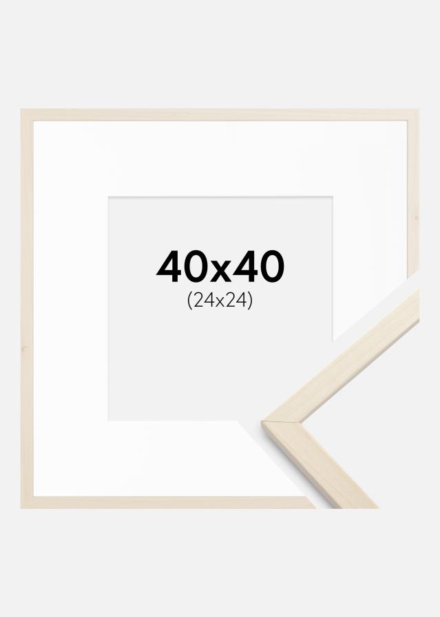 Ram med passepartou Frame Edsbyn Maple 40x40 cm - Picture Mount White 25x25 cm