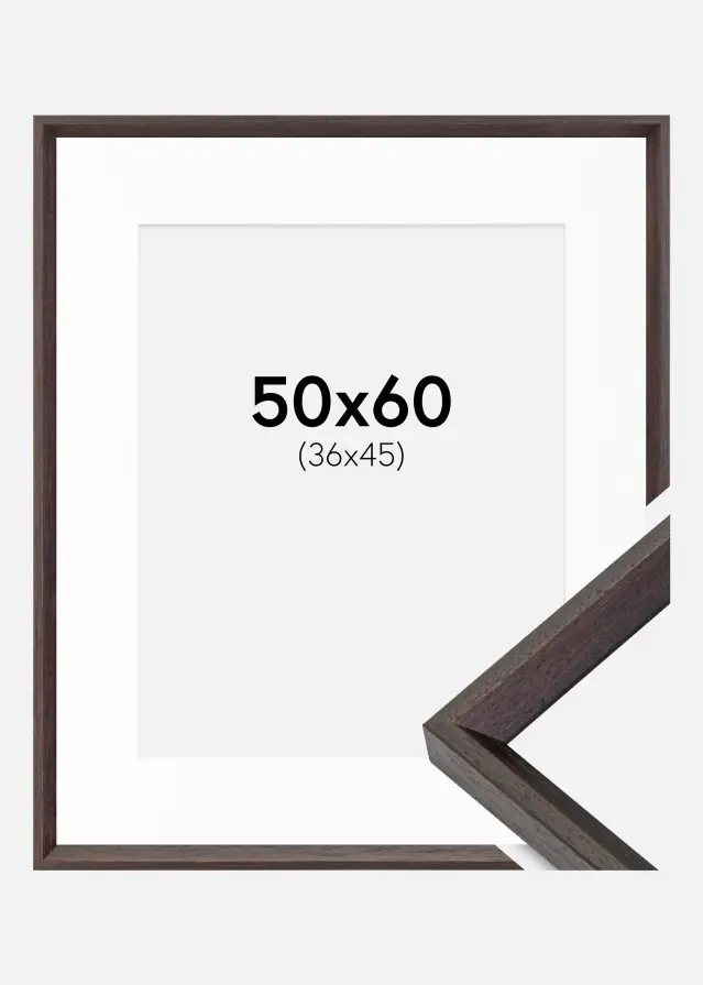 Ram med passepartou Frame Globe Espresso 50x60 cm - Picture Mount White 37x46 cm