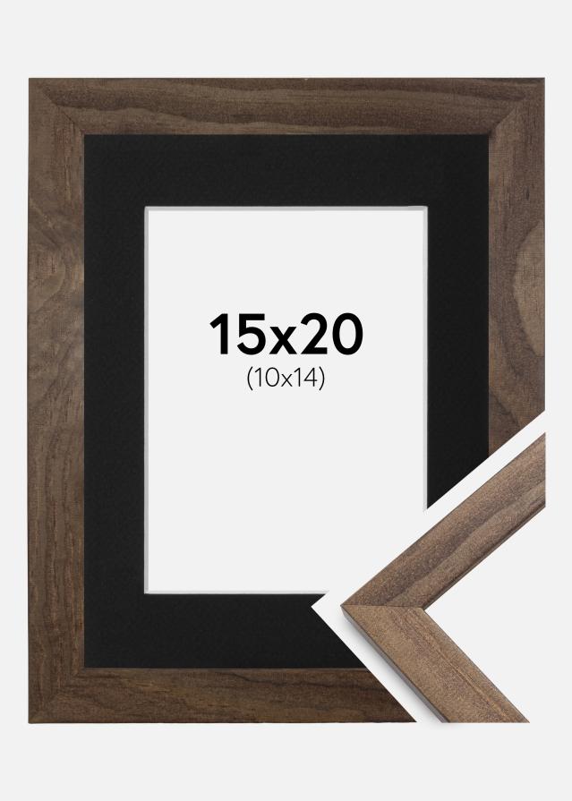 Ram med passepartou Frame Stilren Walnut 15x20 cm - Picture Mount Black 11x15 cm