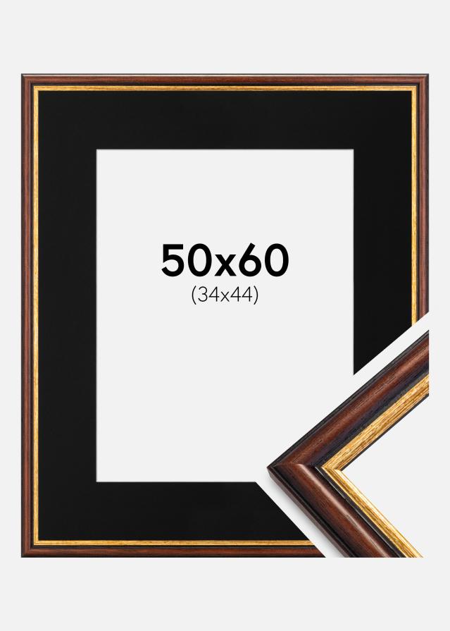 Ram med passepartou Frame Siljan Brown 50x60 cm - Picture Mount Black 35x45 cm