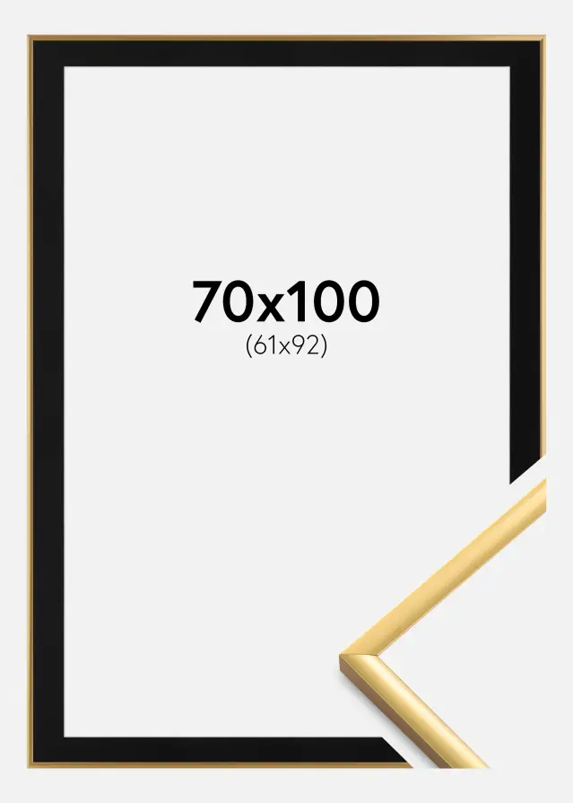 Ram med passepartou Frame New Lifestyle Shiny Gold 70x100 cm - Picture Mount Black 62x93 cm