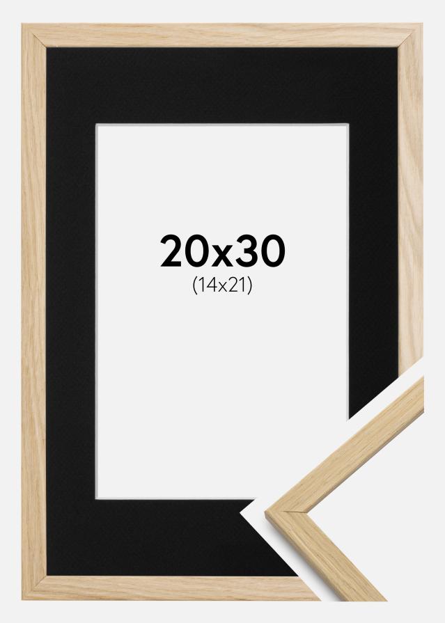 Ram med passepartou Frame Edsbyn Oak 20x30 cm - Picture Mount Black 15x22 cm