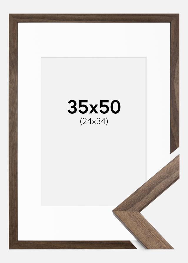 Ram med passepartou Frame Stilren Walnut 35x50 cm - Picture Mount White 25x35 cm