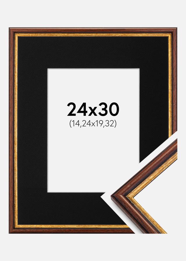Ram med passepartou Frame Horndal Brown 24x30 cm - Picture Mount Black 6x8 inches