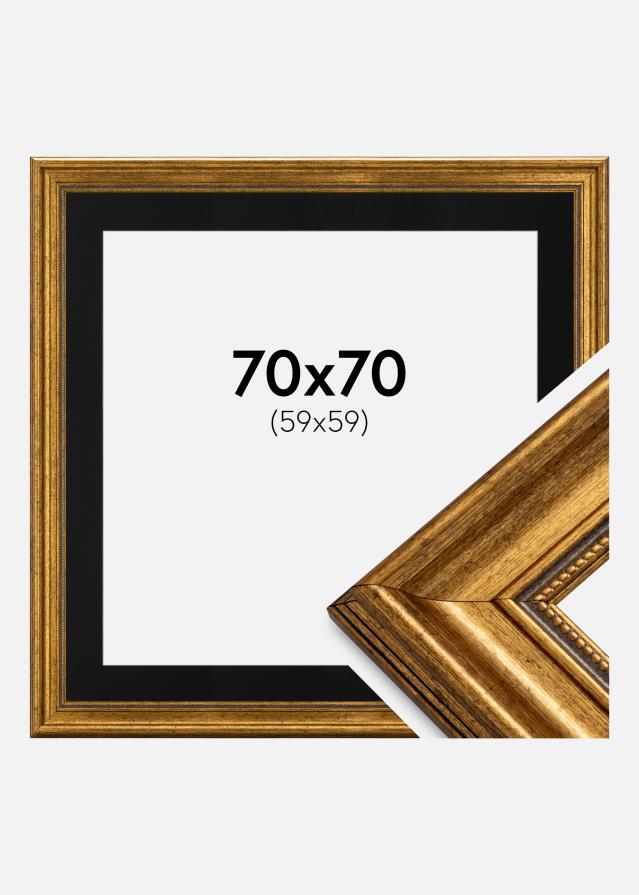 Ram med passepartou Frame Rokoko Gold 70x70 cm - Picture Mount Black 60x60 cm