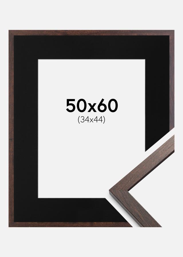 Ram med passepartou Frame Trendy Walnut 50x60 cm - Picture Mount Black 35x45 cm
