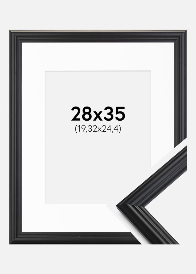 Ram med passepartou Frame Siljan Black 28x35 cm - Picture Mount White 8x10 inches