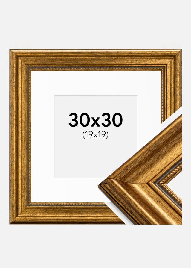 Ram med passepartou Frame Rokoko Gold 30x30 cm - Picture Mount White 20x20 cm