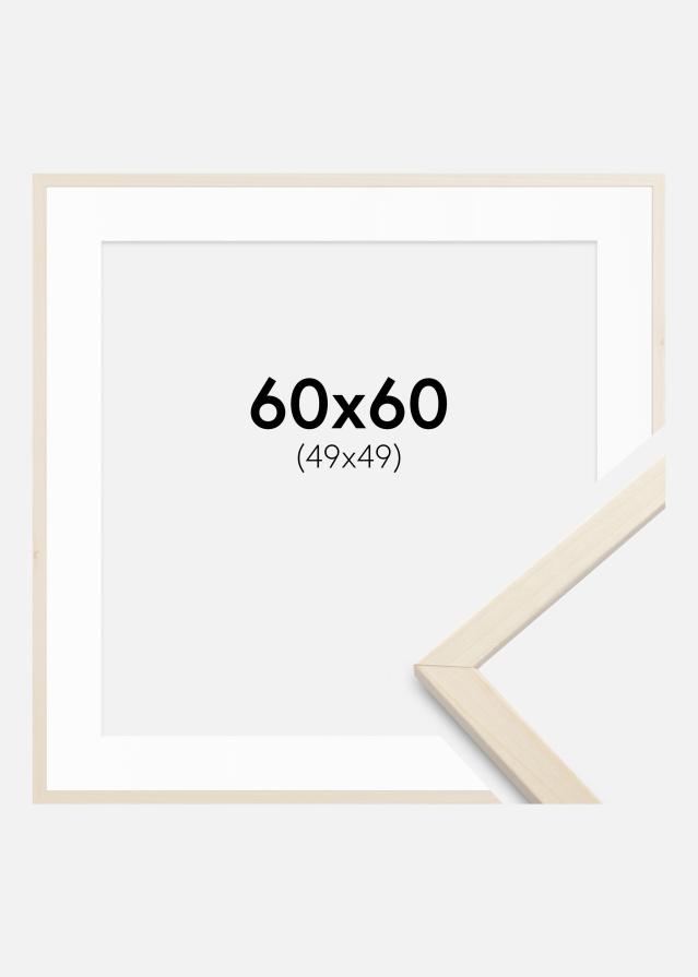 Ram med passepartou Frame Edsbyn Maple 60x60 cm - Picture Mount White 50x50 cm