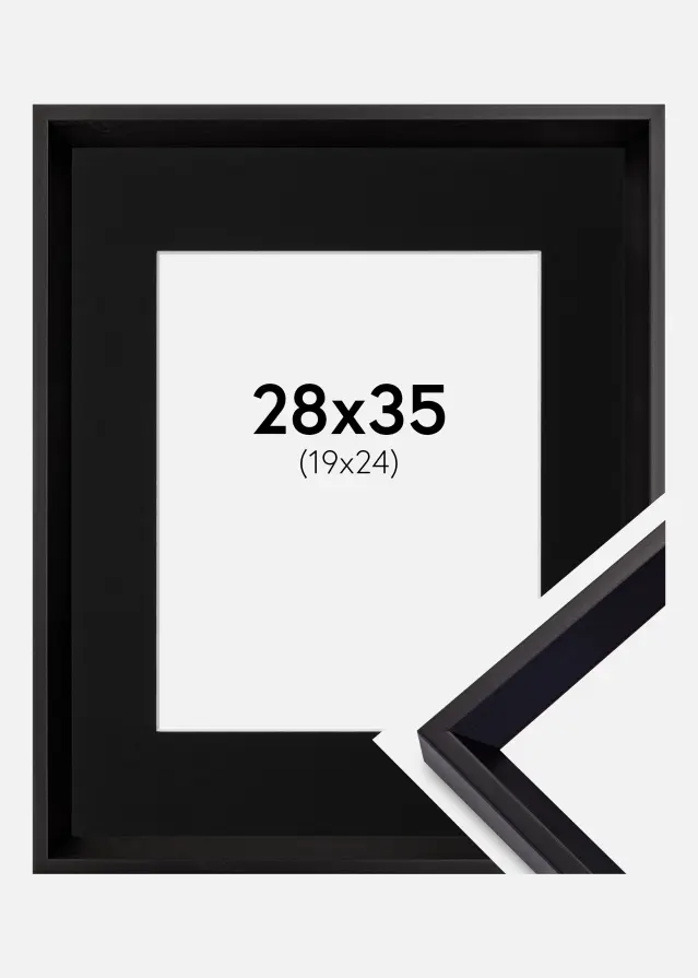 Ram med passepartou Frame Globe Black 28x35 cm - Picture Mount Black 20x25 cm