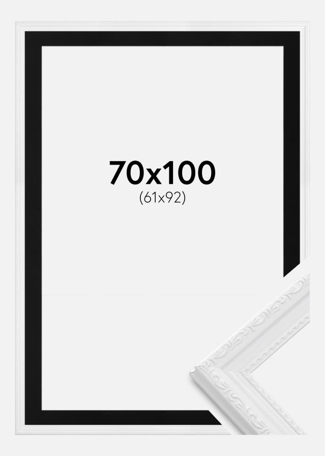 Ram med passepartou Frame Abisko White 70x100 cm - Picture Mount Black 62x93 cm