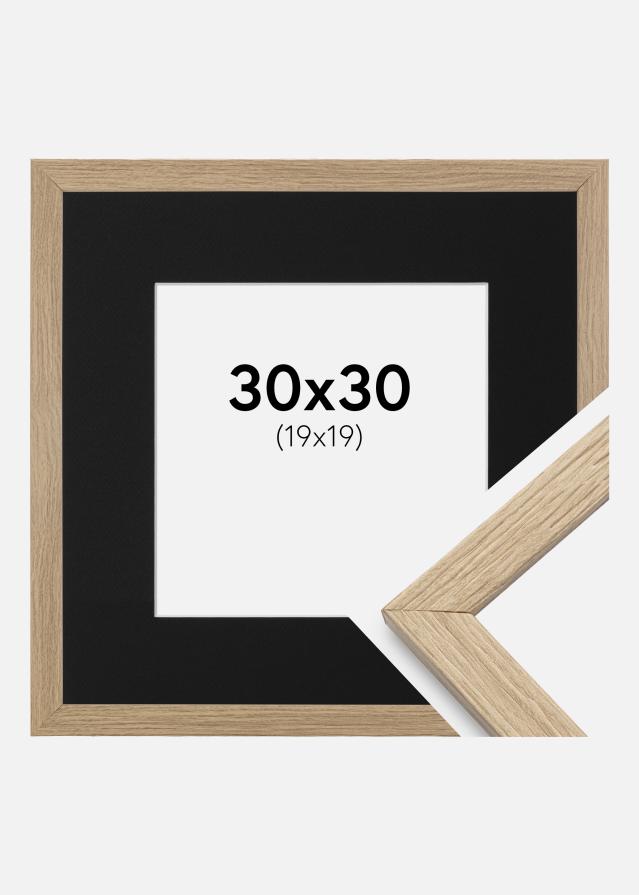 Ram med passepartou Frame Stilren Oak 30x30 cm - Picture Mount Black 20x20 cm