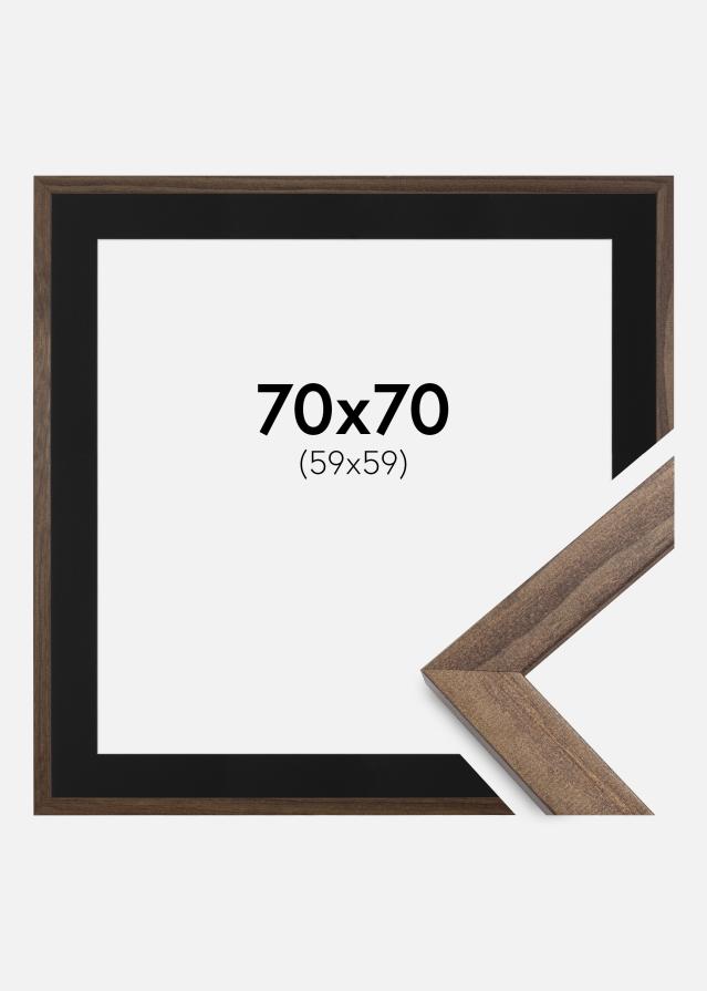 Ram med passepartou Frame Stilren Walnut 70x70 cm - Picture Mount Black 60x60 cm