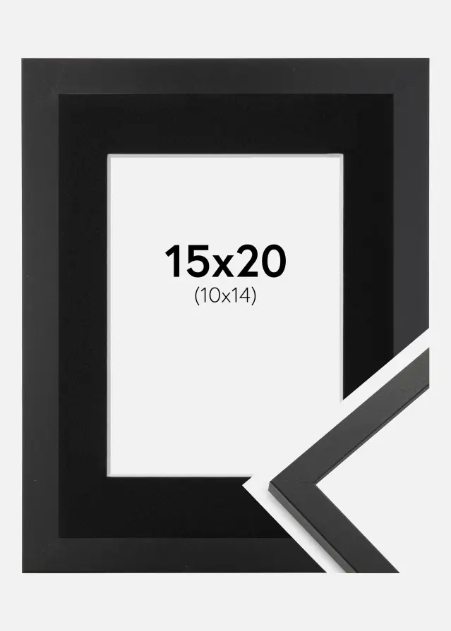 Ram med passepartou Frame Trendy Black 15x20 cm - Picture Mount Black 11x15 cm