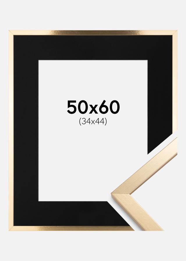 Ram med passepartou Frame Trendy Gold 50x60 cm - Picture Mount Black 35x45 cm
