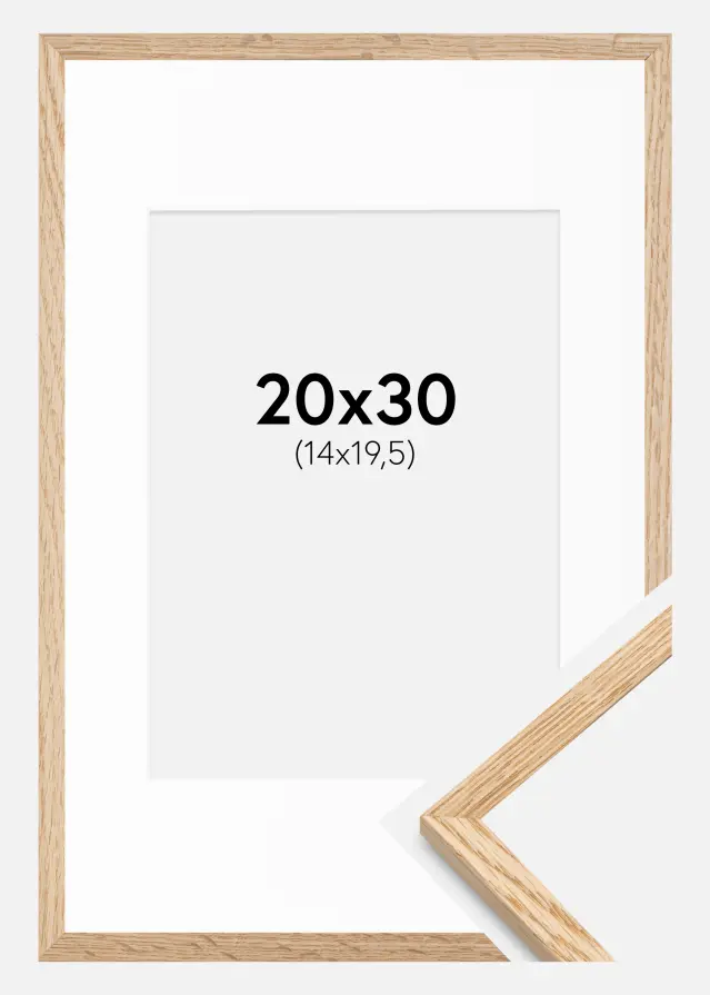 Ram med passepartou Frame Narrow Oak 20x30 cm - Picture Mount White 15x21 cm (A5)