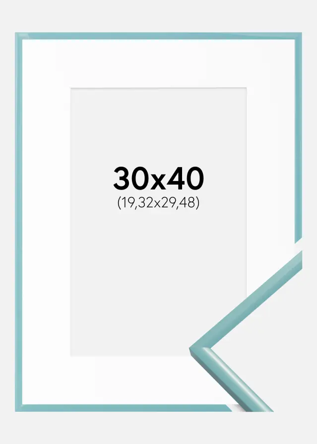 Ram med passepartou Frame New Lifestyle Turquoise 30x40 cm - Picture Mount White 8x12 inches