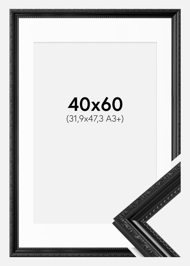 Ram med passepartou Frame Abisko Black 40x60 cm - Picture Mount White 32.9x48.3 cm